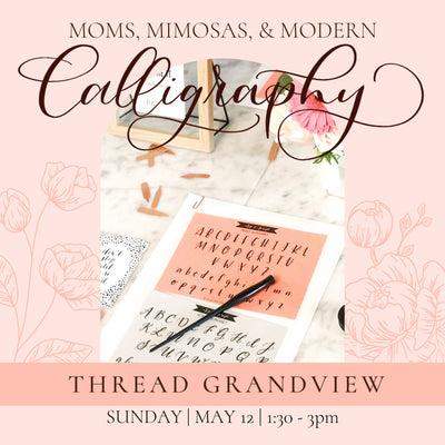 Mothers day mondern calligraphy and mimosas