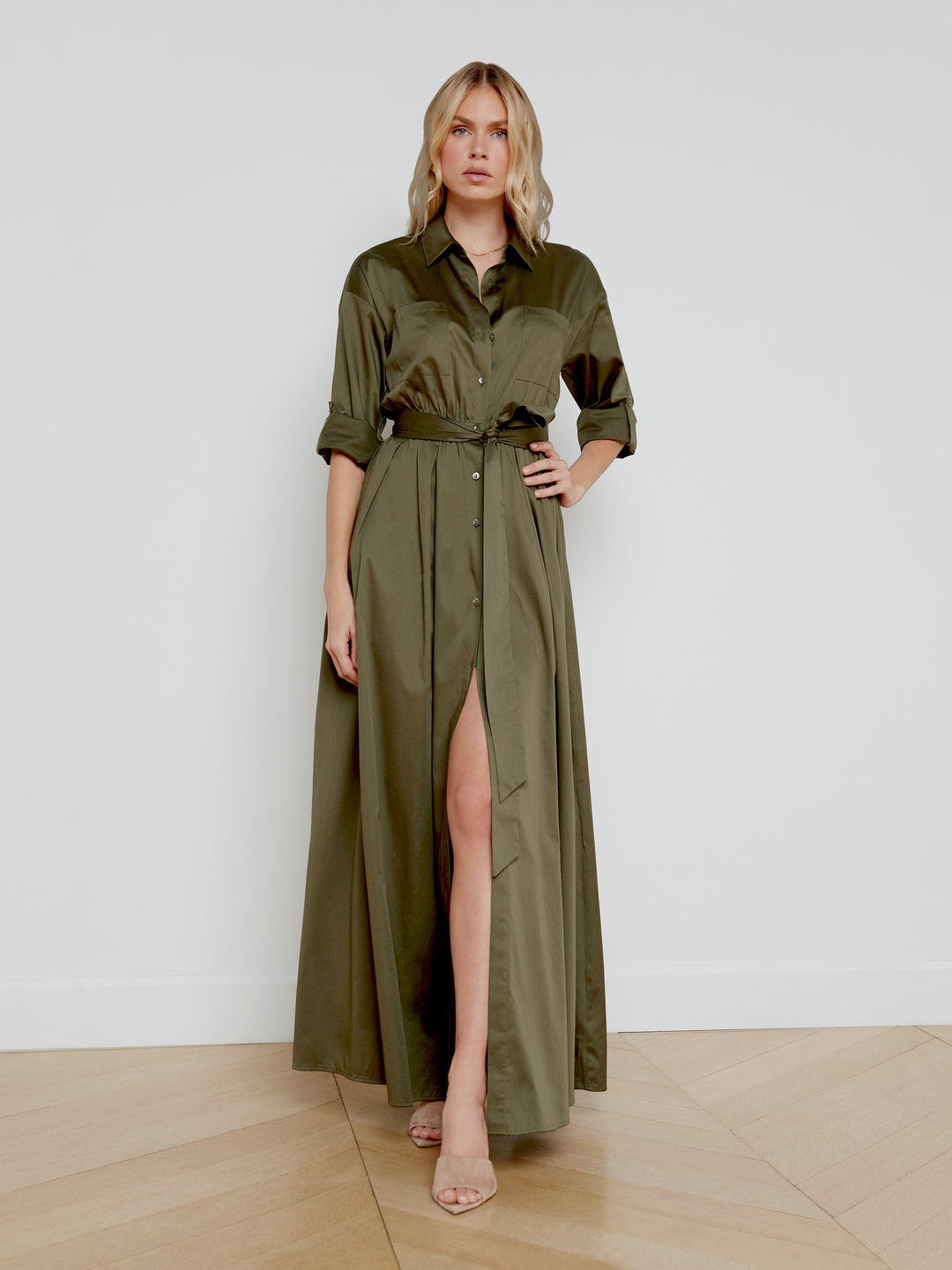 Hotsell L'agence Long Sleeve Green Wrap Skirt Dress