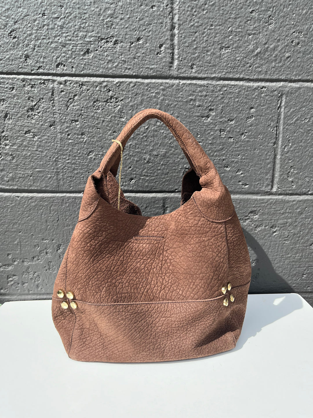 Chocolate brown leather handbags best sale